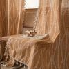 Stripe Floral Boho Curtains for Bedroom Living Room, Bohemian Vintage Tassels Window Treatment Drape for Home Decorations Rod Pocket,1pc