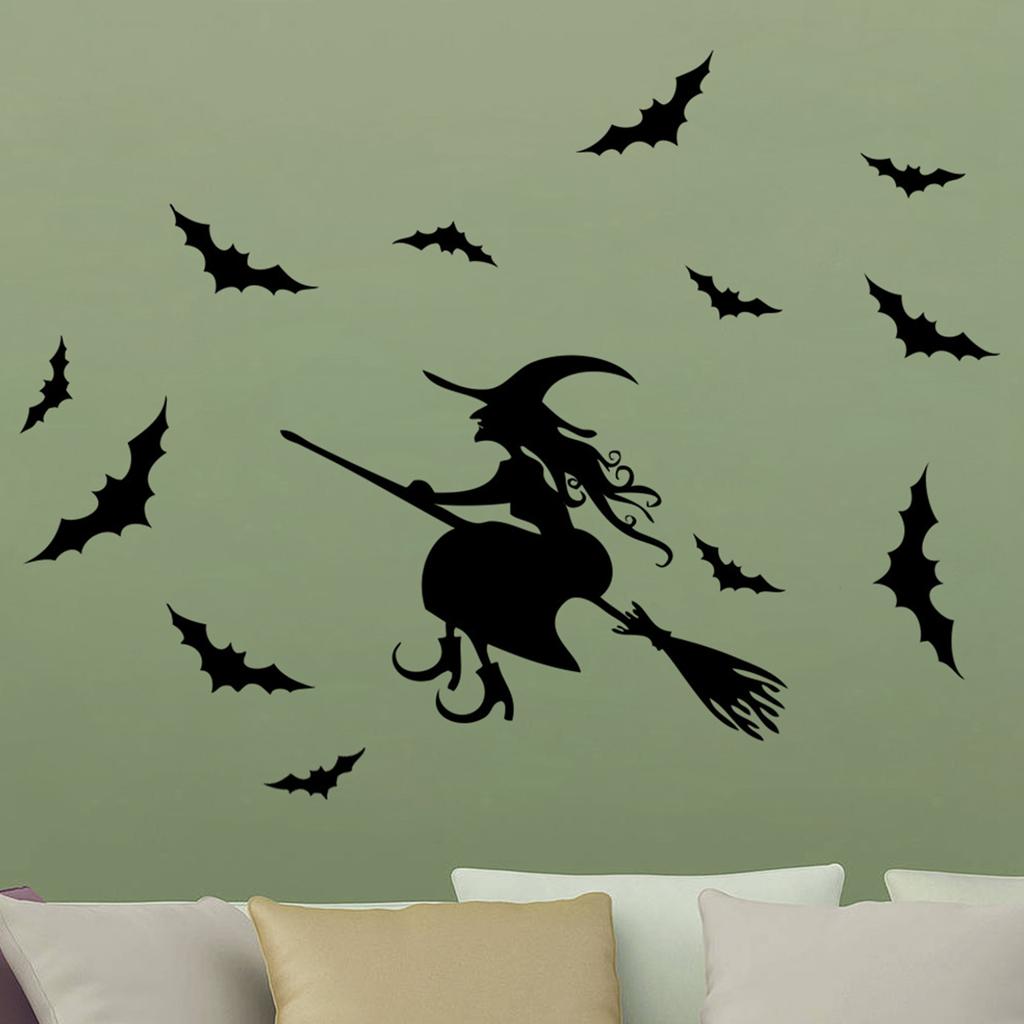 Halloween Living Room Decoration Stickers Sided Sticker Cat Witch Window Sticker