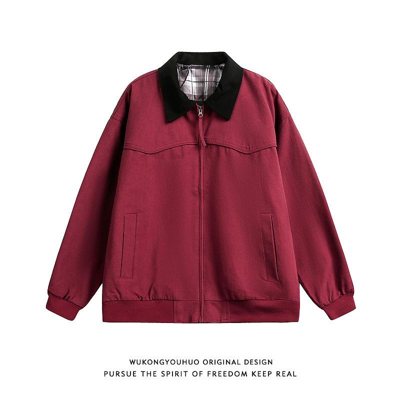 Мужская винтажная хлопковая куртка пилот в гонконгском стиле - Осенне-зимняя модная рабочая одежда в стиле Детройта 2XL бордовый