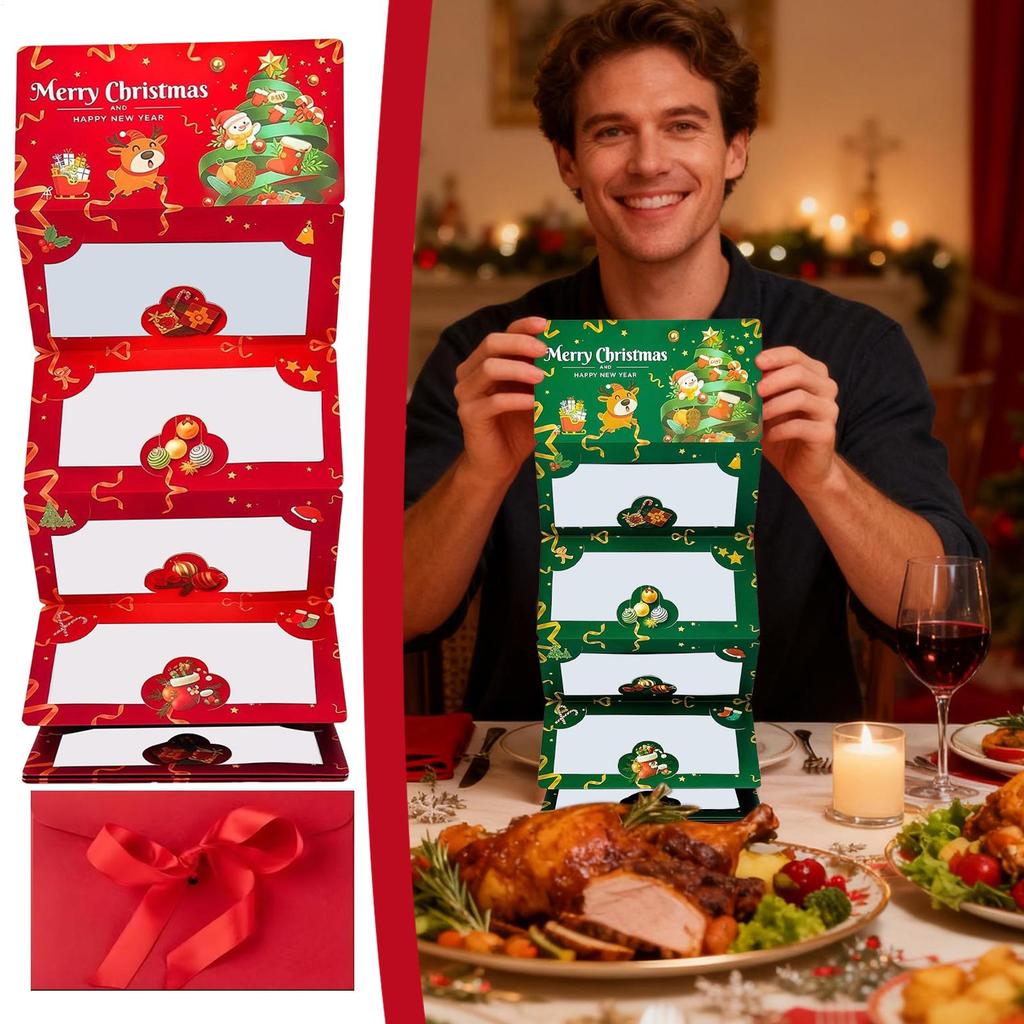Christmas Money Holder Cards DIY Festive 6-Slot Holiday Greeting Card New Year Winter Holiday Money Clip For Adults Lovers