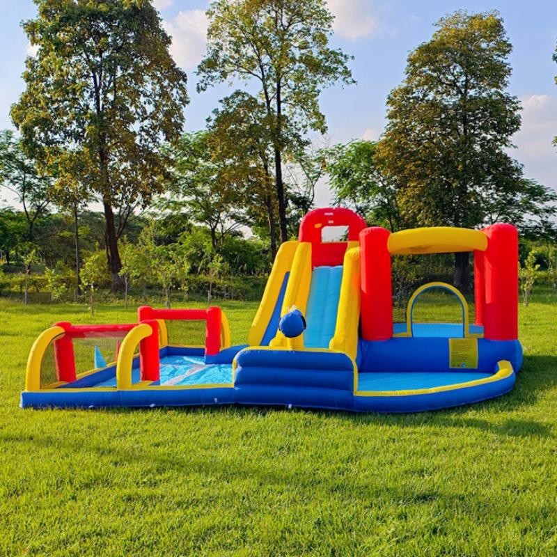 Children's Inflatable Toys Bounce Castle Indoor Outdoor Water Spray Football Bounce Bed Holiday Inflatable Slide Toys for Kids