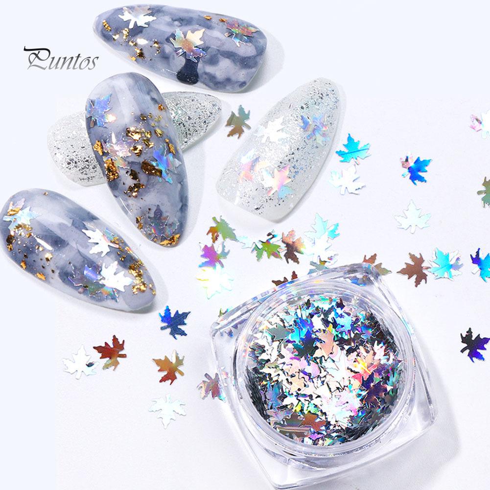 Puntos Nail Art Autumn Glitter Gradient Maple Leaf Sequins Applique Christmas Decor