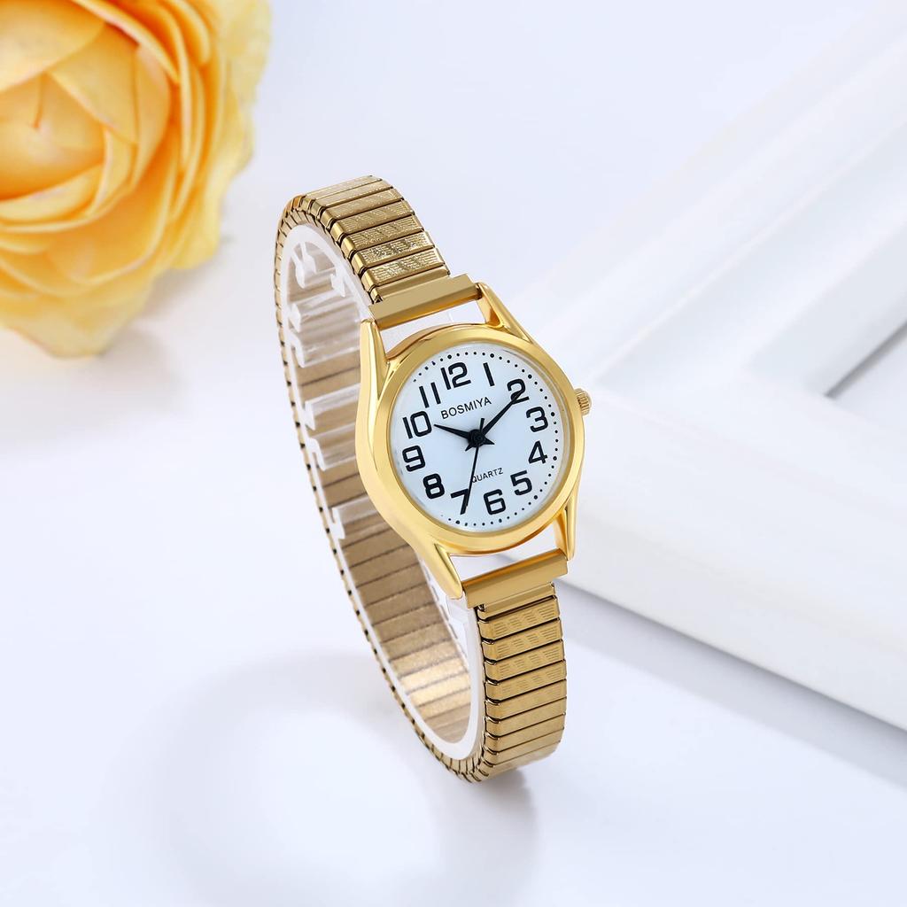 Women's Analog Watch Waterproof Stainless Steel Elastic Band Simple Cute Stylish Casual Business Fashion Watch Gold Women's Accessories Birthday