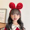 Sequin Children Headband Bowknot Red Bow Hairband Sweet New Year Headwear  Baby