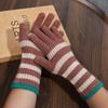 Winterhandschuhe im koreanischen Stil, gestreift, fingerlos, Touchscreen – Warme Strickwolle, Fünf-Finger-Design für Radfahren und Lernen