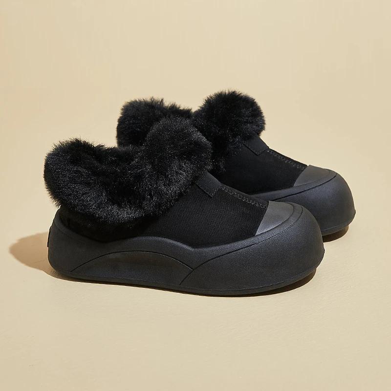 Fashion Flats Thick Shallow Women Snow Boots Fur Short Plush Winter Fashion New Suede Casual Women Shoes 2025 Trend Comfort Warm Boots