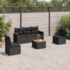 Vidaxl 6-Cz. Garden Furniture Set With Cushions, Black Poly Rattan
