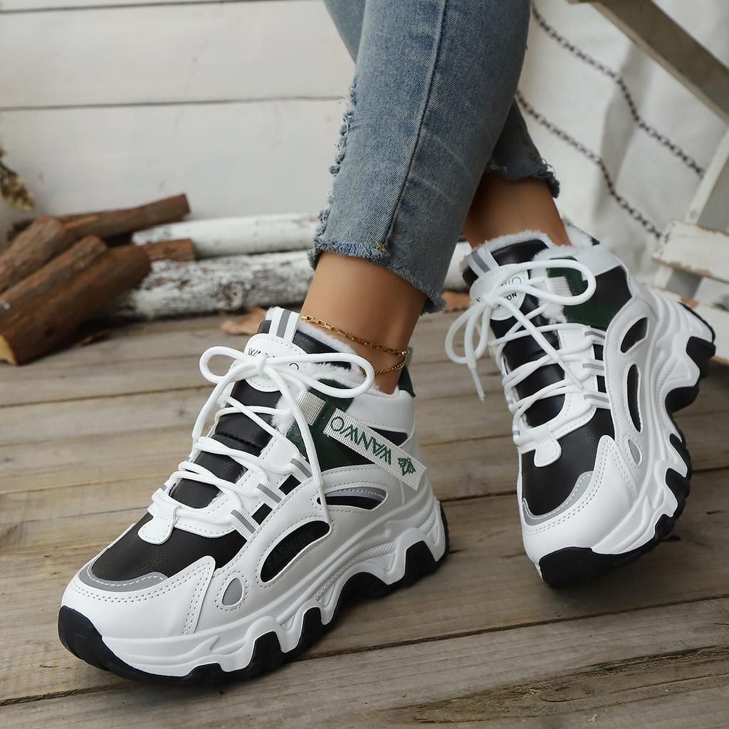 Módní dámské sněhule Tenisky Zimní platforma Šněrovací vulkanizované boty Nové robustní prodyšné síťované ležérní módní dámské boty