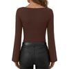 Women S Slim Fit Long Sleeve Flared Sleeve T Shirt Solid Color