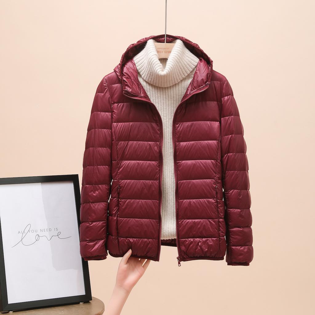 Down jacket women's new short light and thin thickened warm slim white duck down fashion coat
