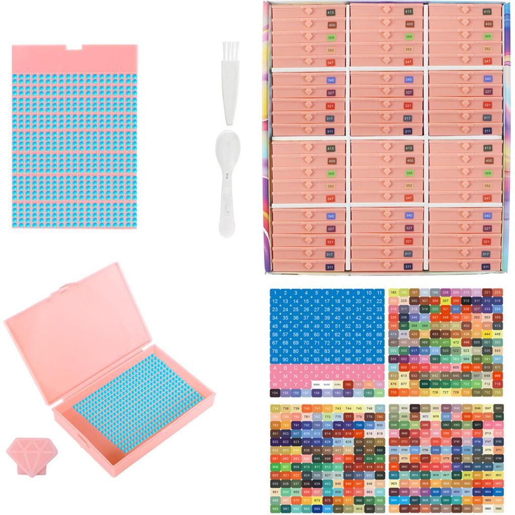 Diamond Art Trays Kits with Spoon & Brush 5D Diamond Painting Art Drawer Box Tray Kit Diamond Painting Storage Containers Trays