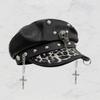 2000s Punk Rivet Studded Cricket Cap With Skull Crossed Decor Beret Hat For Women Western Theme Party Casual Outfit Accessory