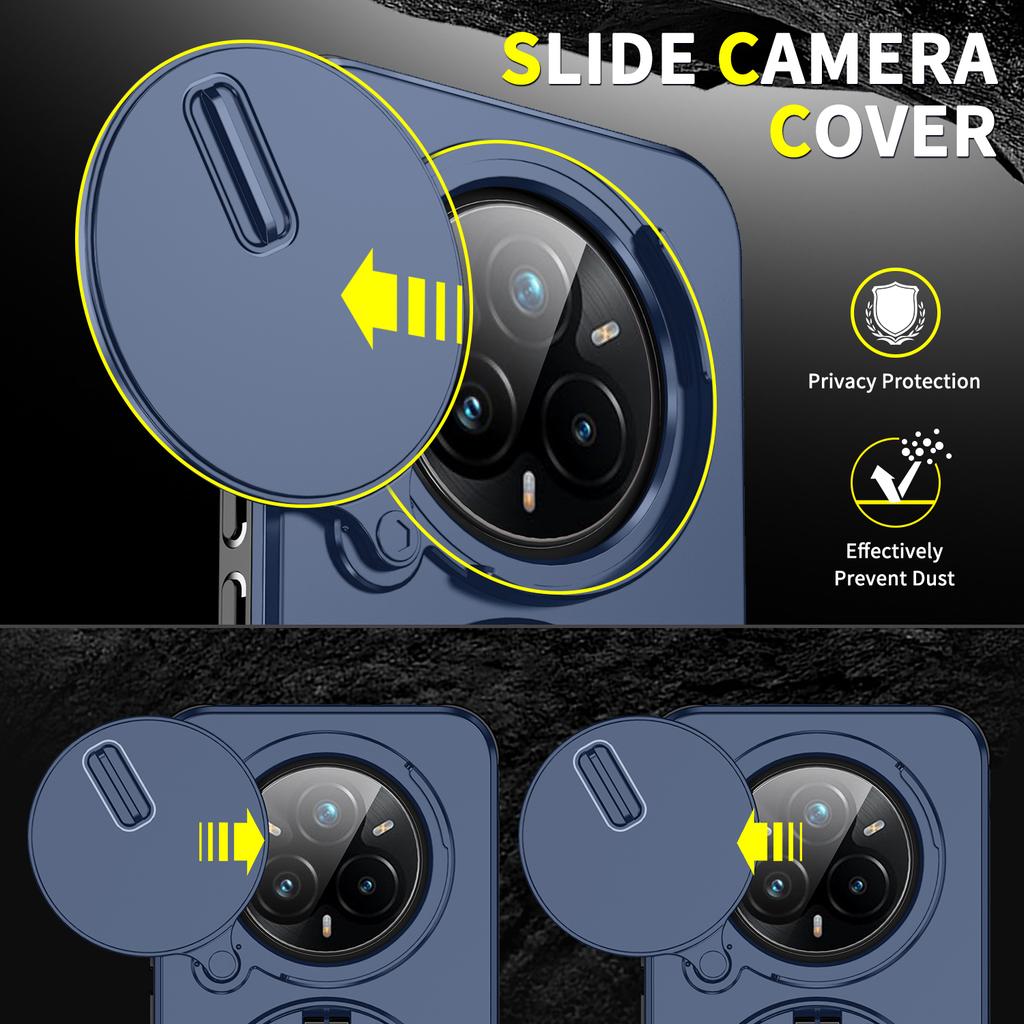 Magnetic Ring Stand Phone Case For Realme 14 Pro Plus 5G Slide Camera Lens Protection TPU Frame Hard Plastic Back Cover Fundas