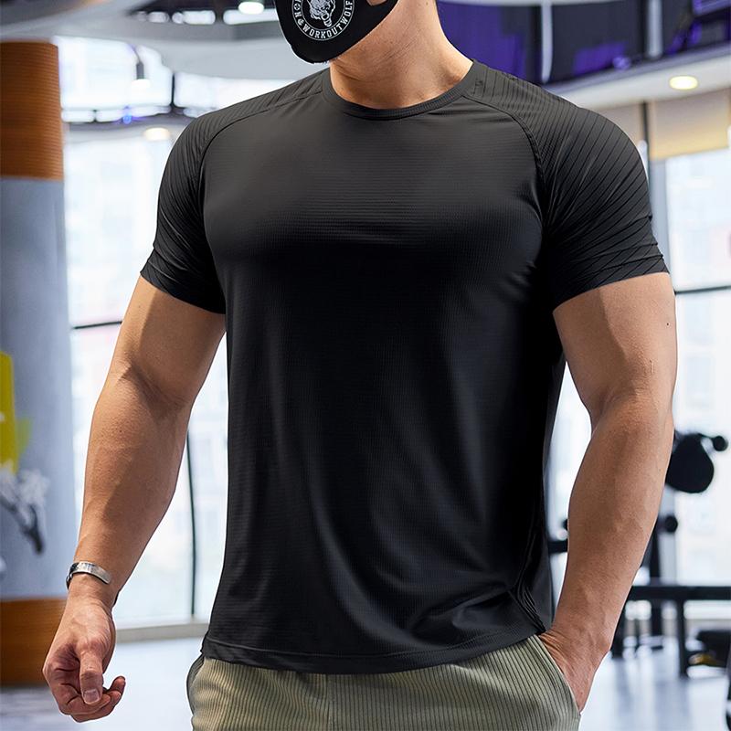 

Мужская спортивная футболка с коротким рукавом, легкая атлетика, бег, быстросохнущая спортивная одежда, футболки, мужская лучшая толстовка для тренировок и упражнений XL чёрный