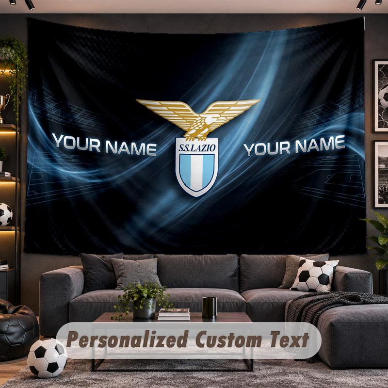 Lazio FC Personalized Tapestry Support Custom Name, Wall Art Home Decoration