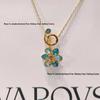 Shi Family Ldyllia Flower Pendant Necklace, Open Ring, and Elegant Colored Earring Set