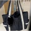 Korean Multi Pocket Polka Dot Lace Shoulder Bag,Vintage Canvas Y2k Girls Tote Bag,Sweet Cute Commuter Work Everyday Handbag