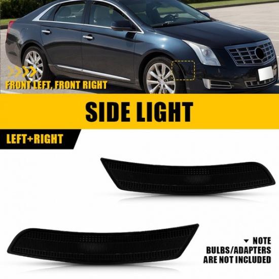 2X Smoked Lens Front Bumper Side Marker Lights Set For 2013-2017 Cadillac XTS