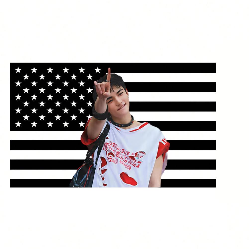1PC SKZ Hyunjin Cute Pink American Flag Banner Perfect Gift for Fans Around 2025 Tour Durable Furniture Decoration Tapestry 74x94cm(29x37in)