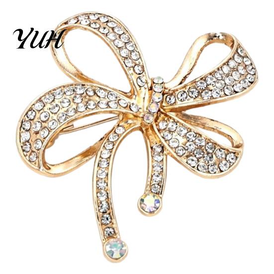 Elegant Bow Jewelry Sparkling Rhinstone Brooch, Retro Alloy Lapel Pin, Brooch Pin Women Accessories for Suit Dress Coat Scarf Durable
