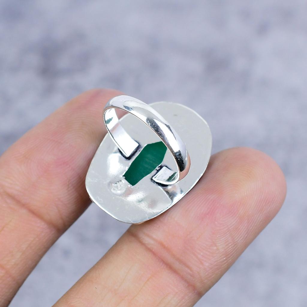 Green Onyx Gemstone Handmade 925 Sterling Silver Jewelry Ring Size 7.5 M-2605
