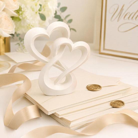yangyizhi Intertwined Hearts Figurine, 3D Printed Love Statue, Table Centerpiece Sculpture for Living Room Wedding Romantic Gift
