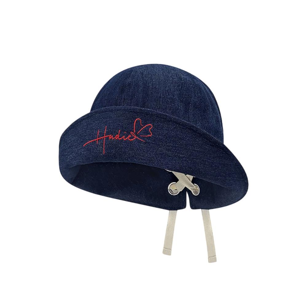 

Letter Embroidery Distressed Cowboy Bucket Hat Wide Brim Drawstring Adjustable Fisherman Hat Windproof Western Cowboy Hats