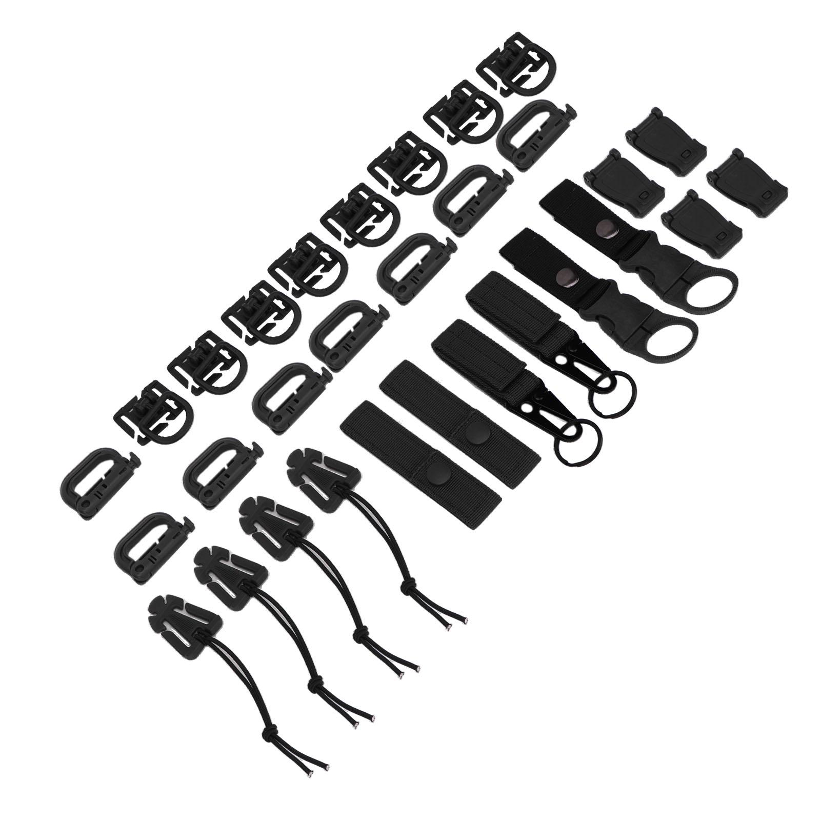 

30 шт. креплений Molle D-образная пряжка для рюкзака с пряжкой из нейлоновой ленты, аксессуары для пикников чёрный