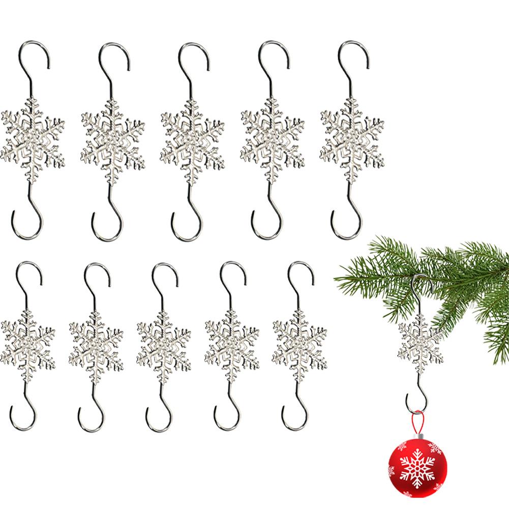

10-20pcs 68mm Christmas Snowflake S-shaped Hook Christmas Holiday Accessories Christmas Tree Decoration Pendant
