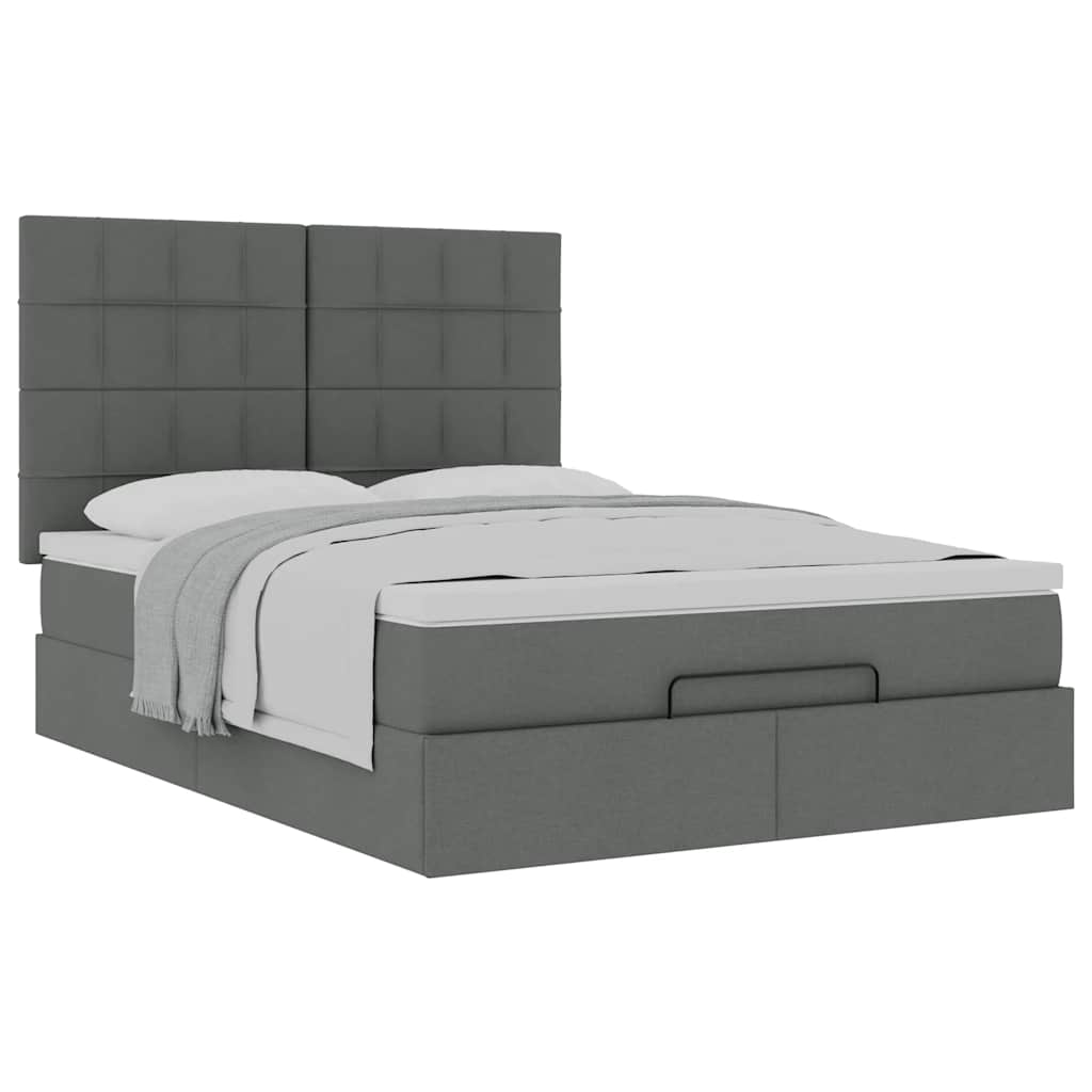 Enjoy Restful Nights with This Ottoman Bed with Mattress In Dark Gray 140 X 190 Cm Fabric