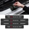4Pcs Car Door Plate Carbon Fiber Threshold Protector 3D Sticker Decal For Mercedes-Benz AMG C500 C200 C300 A B C E GLA CLA GLK GL ML GLE W204 W205