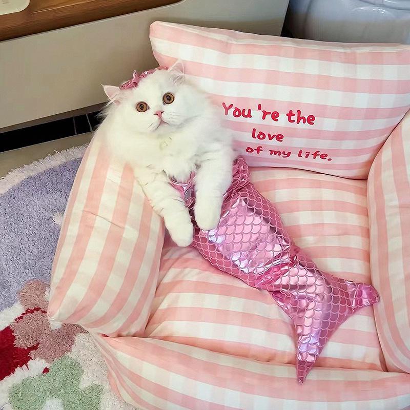 Mermaid Cat Swimsuit: Cute Fish Tail Bikini Costume for Pets