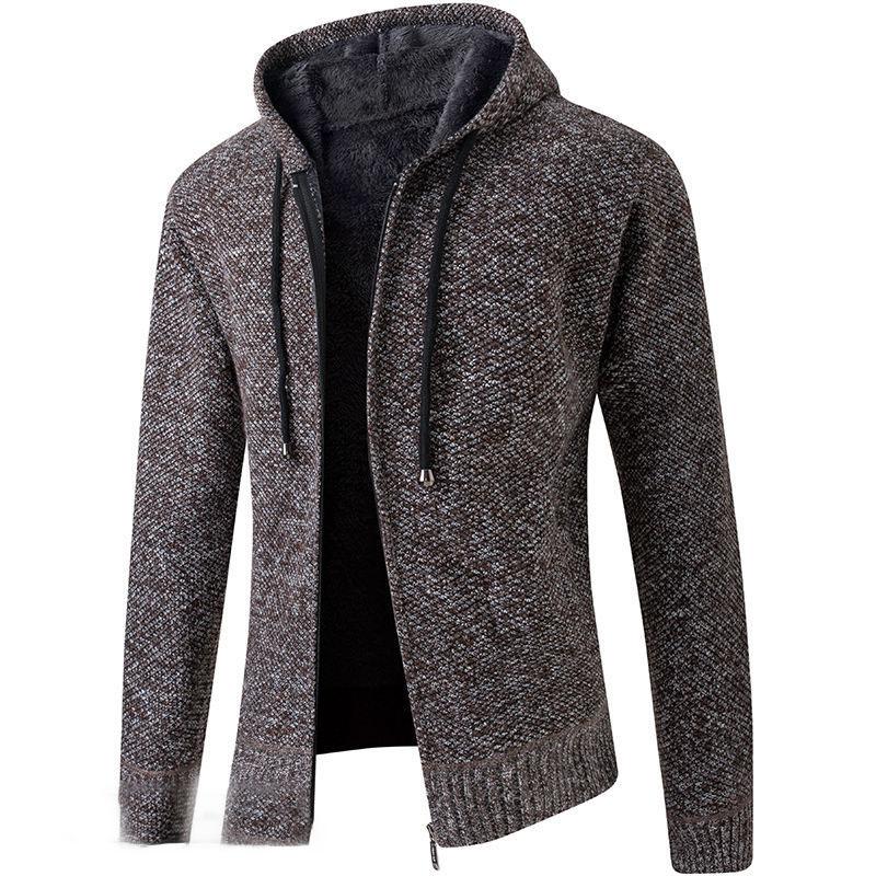 

Мужское зимнее пальто плюс бархатное утолщение модный вязаный свитер пальто кардиган для сохранения тепла M