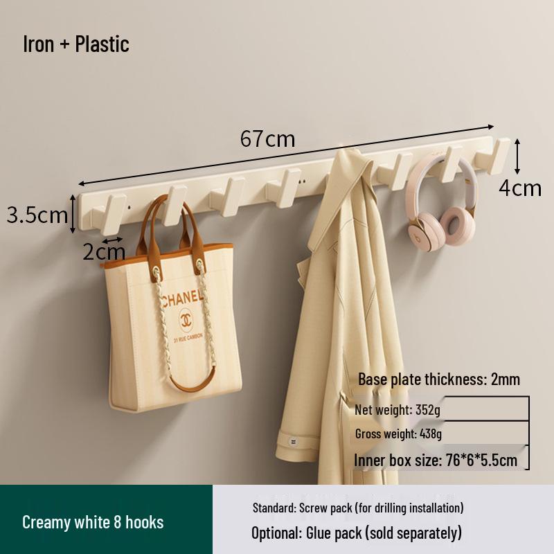 Space Aluminum No-Drill Clothes Hook for Bedroom/Bathroom Doors