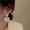 Diamantbesetzte künstliche Perle Doppelkreis Liebesohrringe Französische Retro-Steckohrringe Exquisite Ohrringe Damen