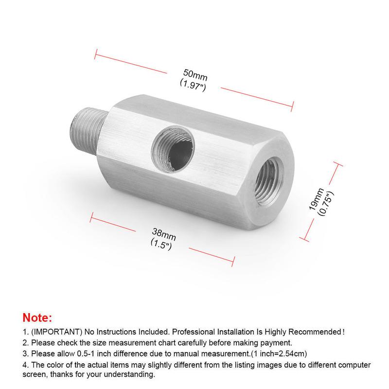 Oliedruksensor T-stuk Adapter Turbo Toevoer Leiding Meter Vrouwelijk naar 1/8 NPT Zijpoort Roestvrij Staal Slang T-stukken
