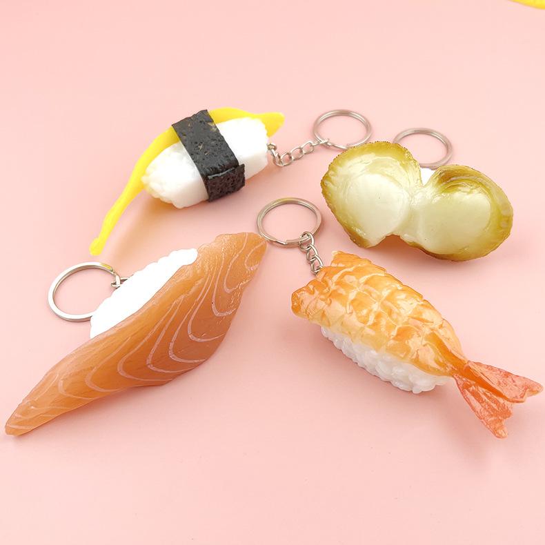 Simulation Fake Sushi Model Keychain Fun Japanese Keychain Rice Ball Salmon Model Sushi Keychain Pendant Food Mold Decoration
