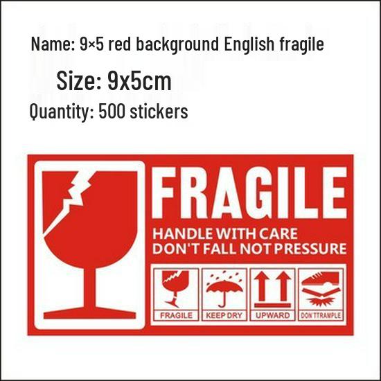 Fragile Label: Handle with Care, Arrows Up, Do Not Step/Invert (Chinese/English)