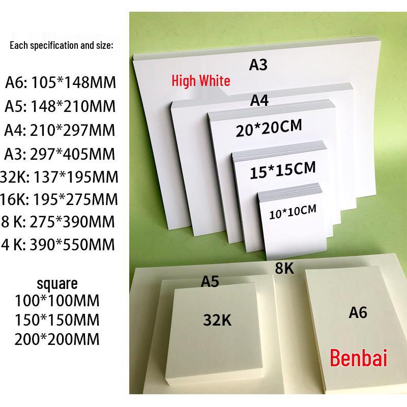 Dutch White A3 Oil Pastel Drawing Paper - Square 4K & 8K for Hand-Painted and Marker Art. 180G High White