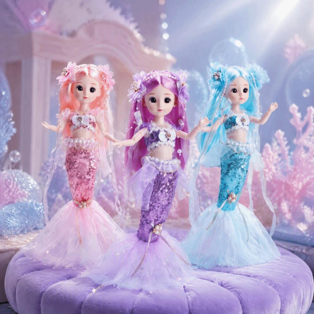 Sequined Mermaid Doll Multi Joints Movable Mermaid Colorful Mermaid Princess Toy Birthday Gift