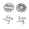 Stainless Steel Meat Grinder Plate Discs Grinding Blades for Food Grinder Attachment 2 Sharp Blades 2 Cutting Plates