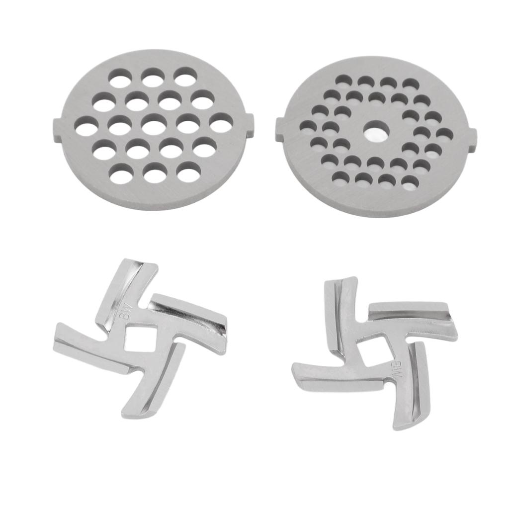 Stainless Steel Meat Grinder Plate Discs Grinding Blades for Food Grinder Attachment 2 Sharp Blades 2 Cutting Plates