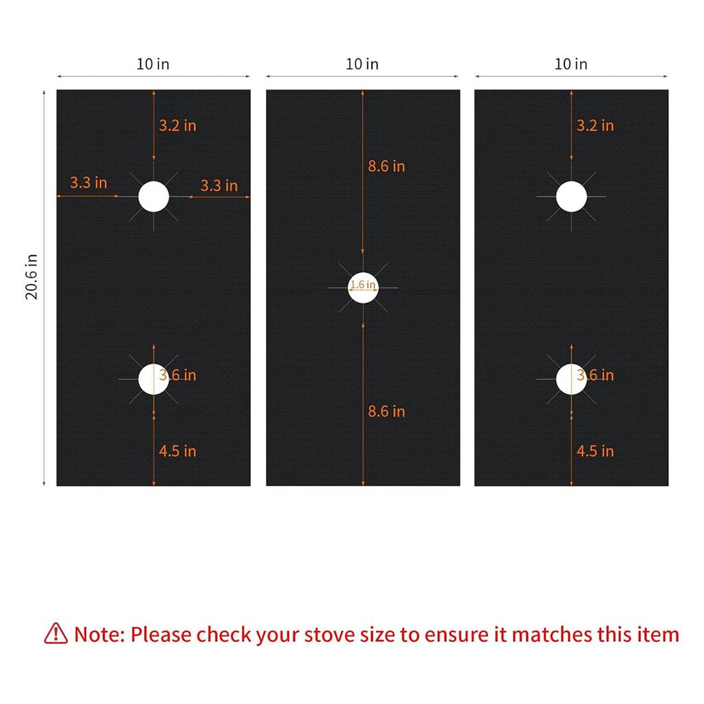 A495P 3Pcs Stove Top Covers for Gas Burners, Washable Cuttable Reusable Stove Protector for Gas Range, 0.4mm Thick Heat