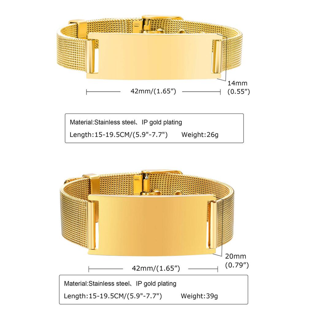 Personalized Photo Bracelet, Stainless Steel Mesh Chain Bracelet for Women Men, Adjustable Chain 5.9" To 7.7