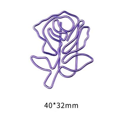 

10pcs flower shaped office storage, Rose paper clip, plant paper clip, large buckle фиолетовый