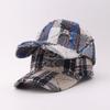 Plaid baseball cap autumn and winter trend European and American literary and retro sunshade cap color matching hole hat