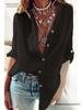 2026 Autumn European & American Solid V-Neck Loose Cotton Long Sleeve Women's Top