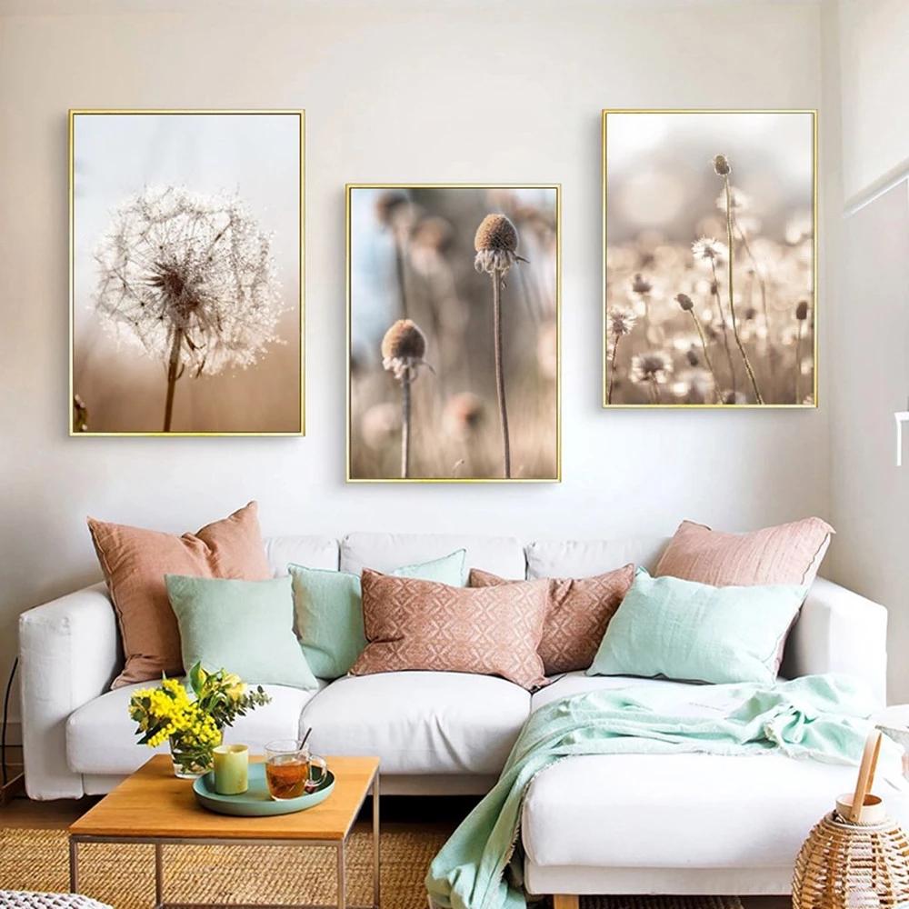Reed Landscape Dandelion Elk Canvas Poster Nordic Style Wall Art Print Canvas Painting for Living Room Bedroom Pictures Decor