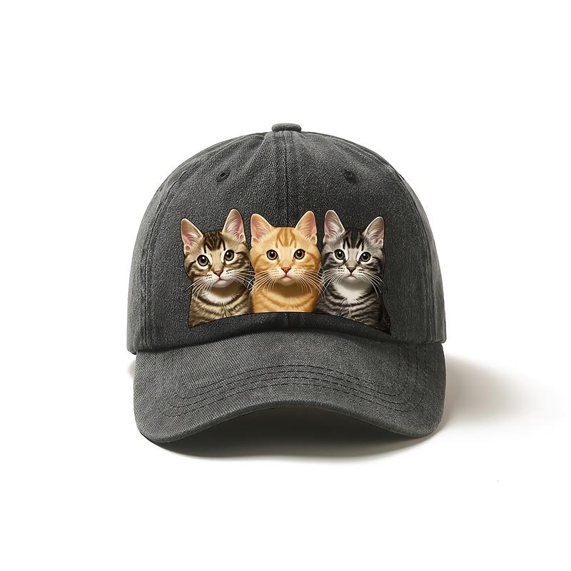 Cappellino da Baseball Carino Leggero Regolabile con un Carino Disegno di Tre Gatti Protezione Solare Multifunzionale