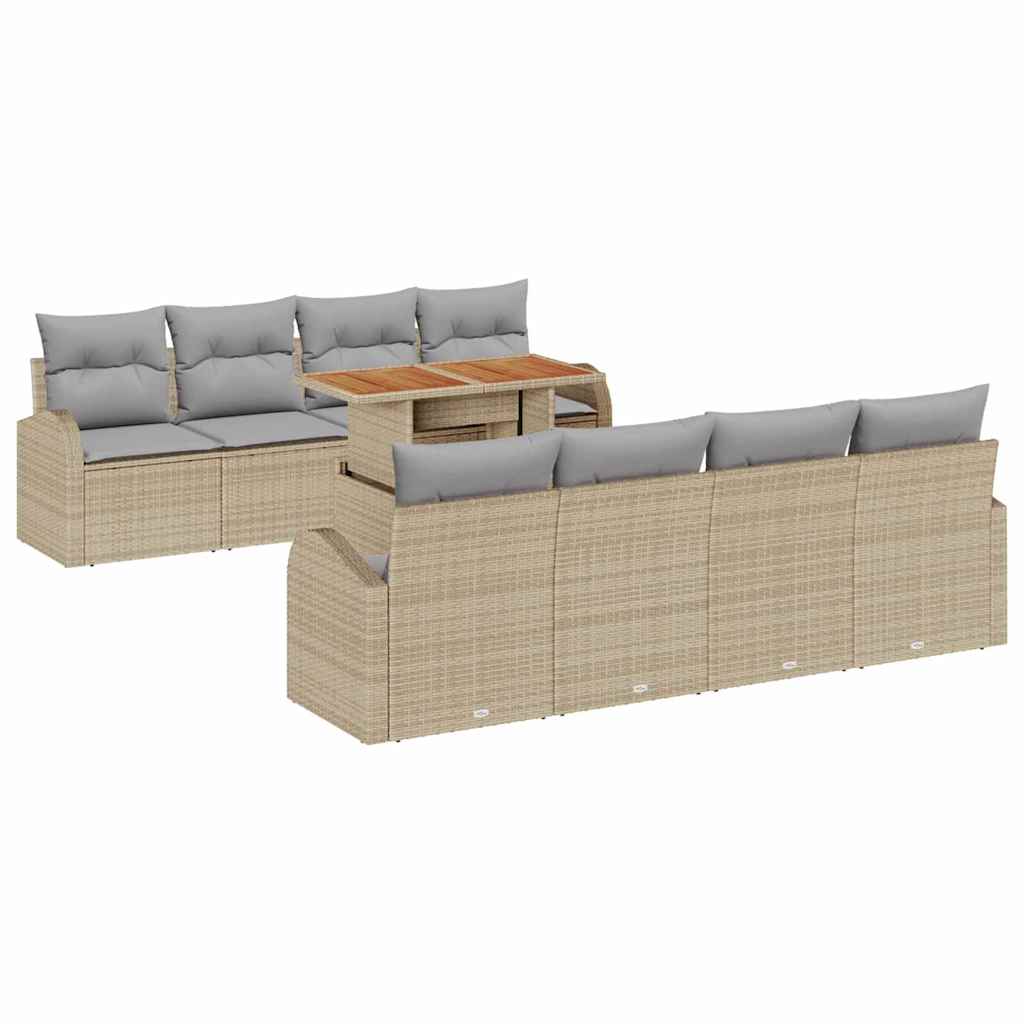 Garden Sofa Set with Cushions 7 Pcs Beige and Light Grey